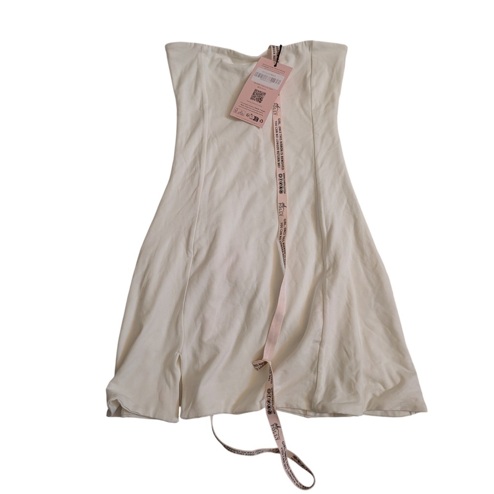 Oh Polly Brielle White Bandeau Mini Dress Strapless Bodycon Side Split US 4 NEW - Picture 6 of 10